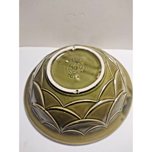 Vintage McCoy Pottery USA Green Basin Bowl & Thanksgiving Turkey Pitcher 1960's - Picture 9 of 14